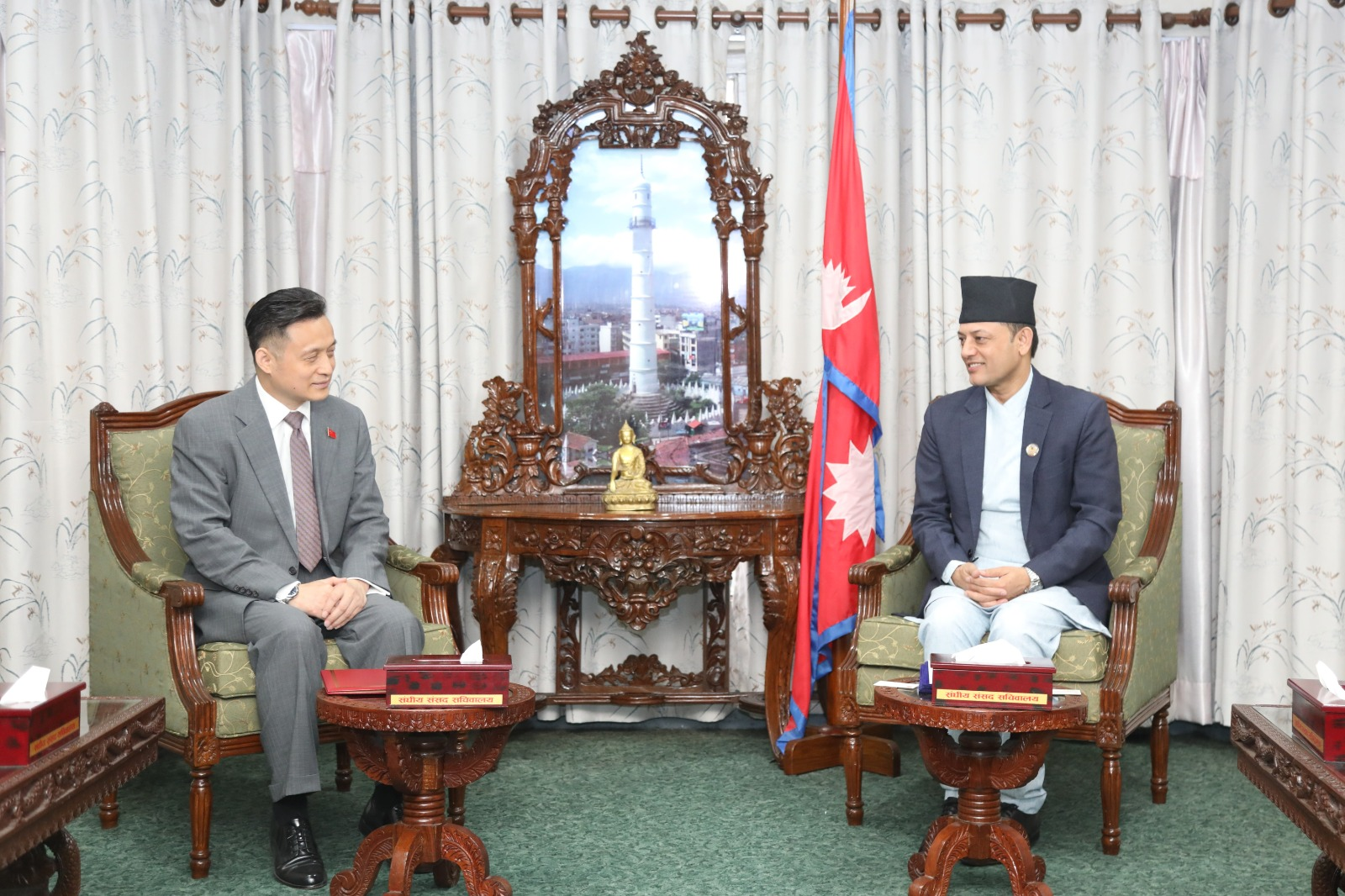     सभामुख अर्यालसँग चिनियाँ राजदूतको शिष्टचार भेट   